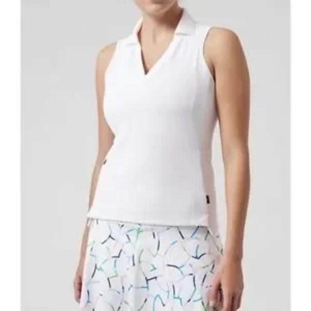 NWOT : Athleta : Everyday Polo Tank : Pique Knit : White : Small
